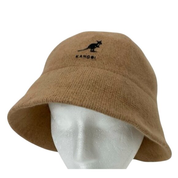 Kangol Angora Bucket Hat Camel Brown Textured Wool Blend Minimalist Streetwear - Picture 1 of 7